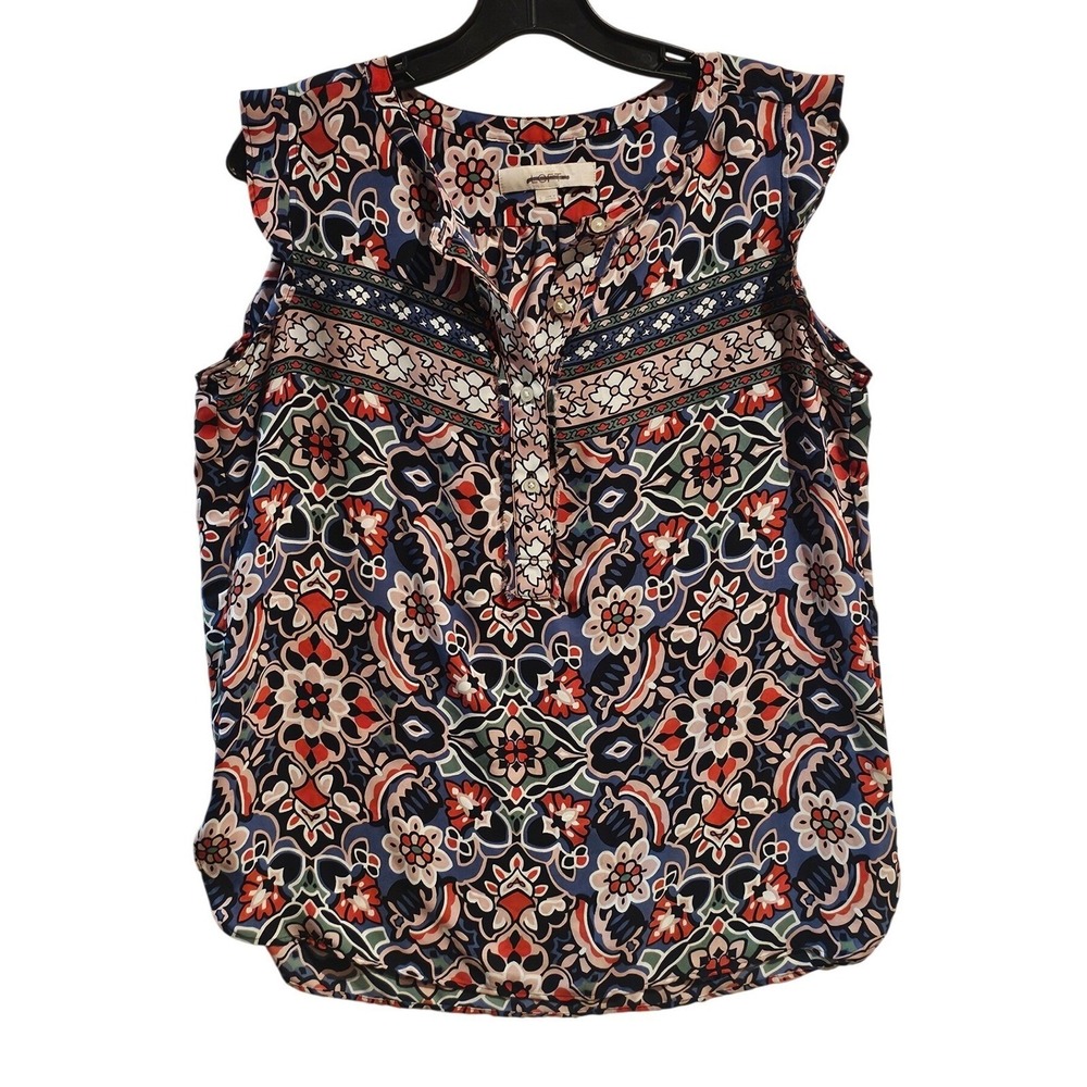 LOFT Women's Sleeveless Floral‎ Print Button Front Blouse Size S